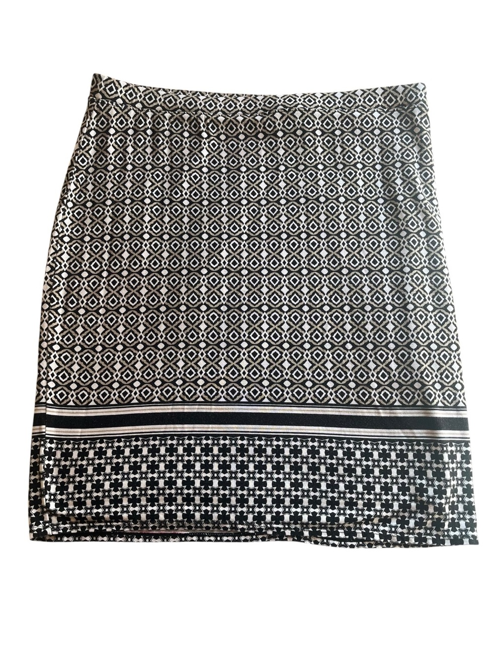Max Studio Black, White and Brown White Patterned Pencil Skirt